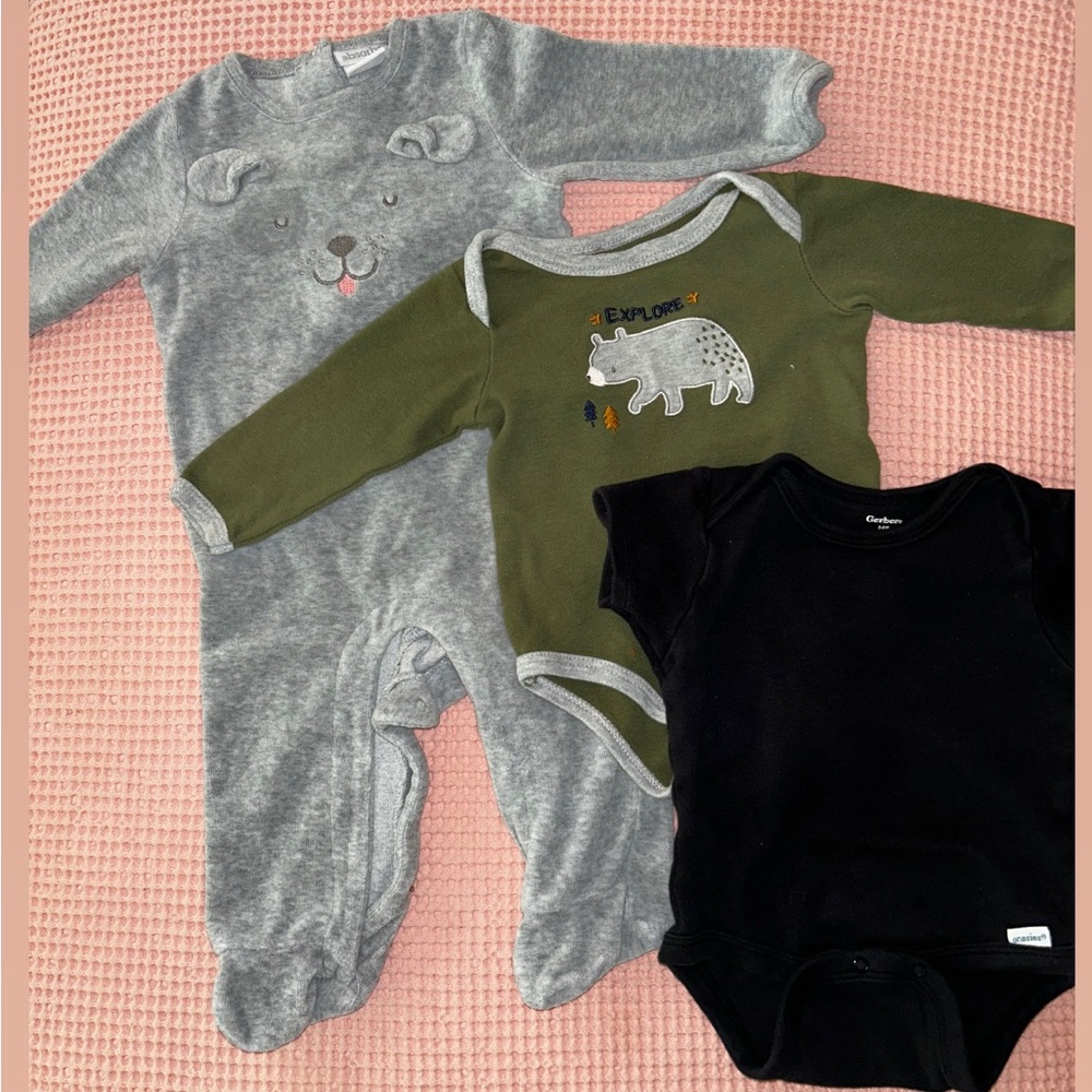 Carter's Gray and Green Footies One Piece Collection